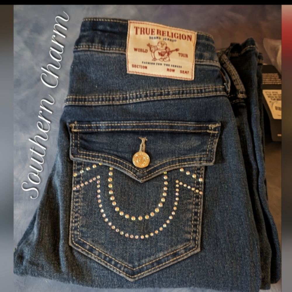 🆕 True Religion Crystal Horseshoe Pocket Jeans